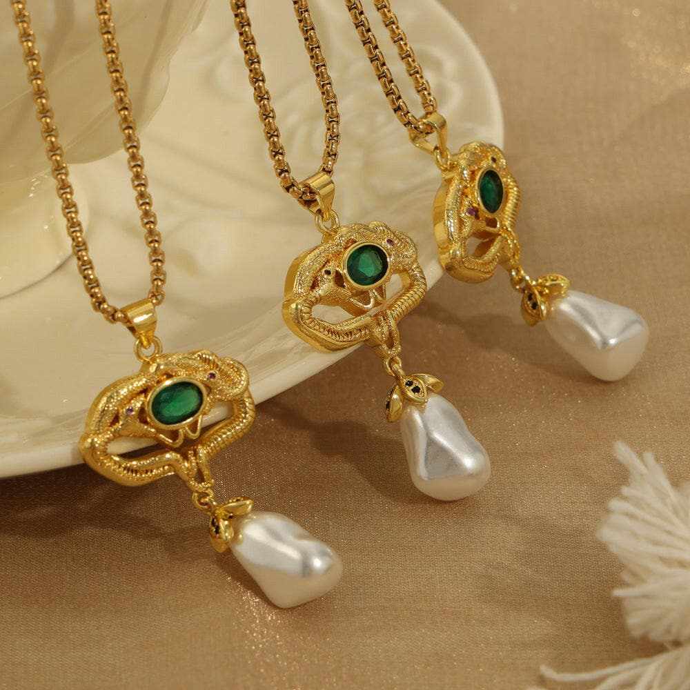 T-Shirts Trendsi Necklaces - Freshwater pearl geometric necklace