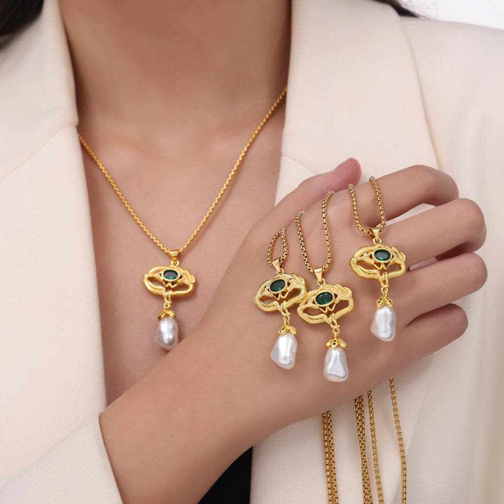 T-Shirts Trendsi Necklaces - Freshwater pearl geometric necklace