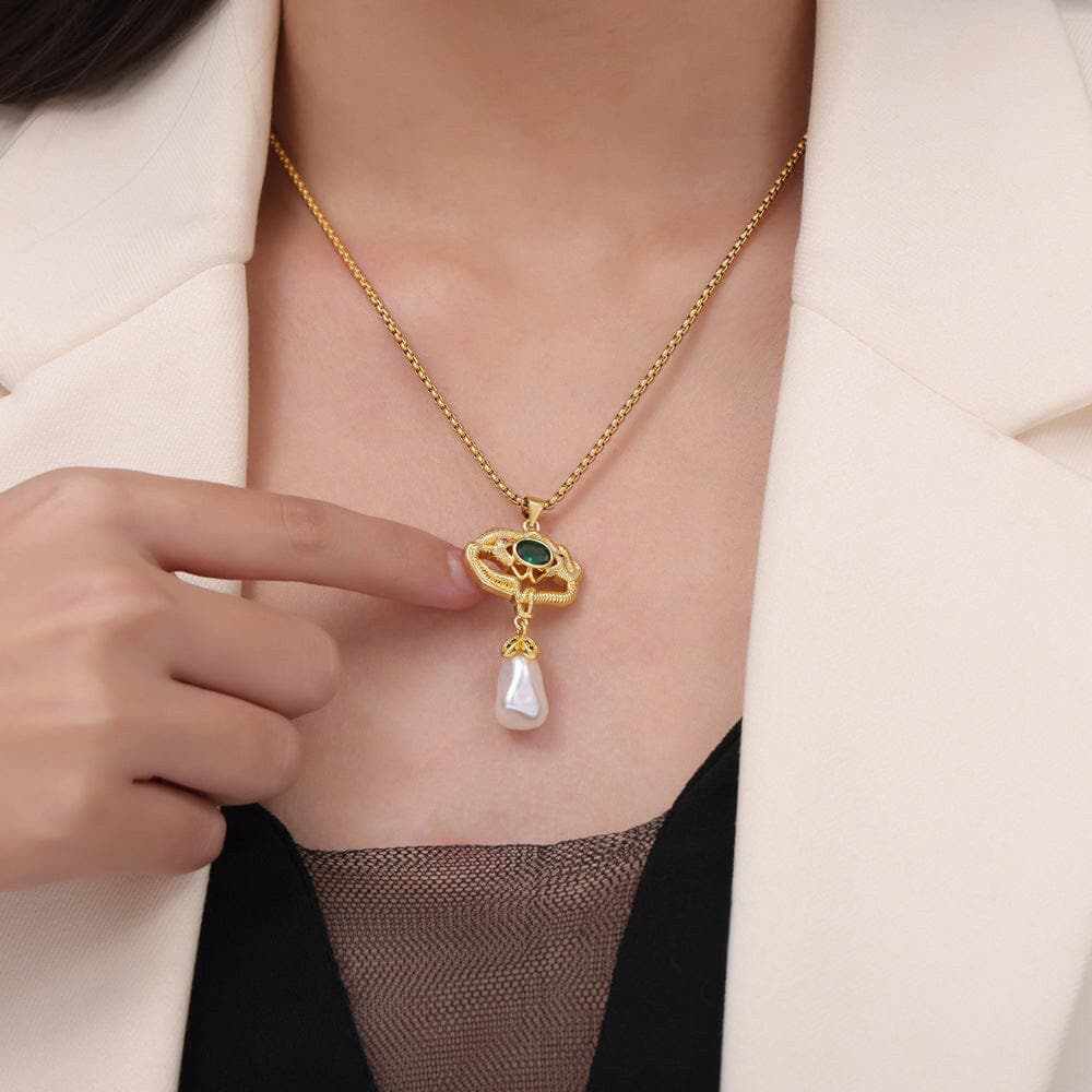 T-Shirts Trendsi Necklaces - Freshwater pearl geometric necklace