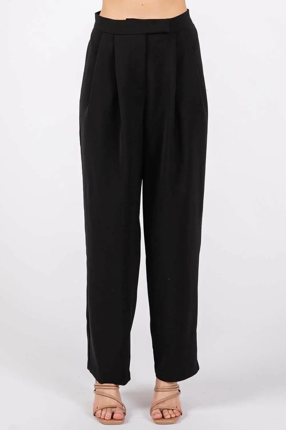 Trendsi GeeGee High-Waisted Pleated Pants - Casual Bottoms
