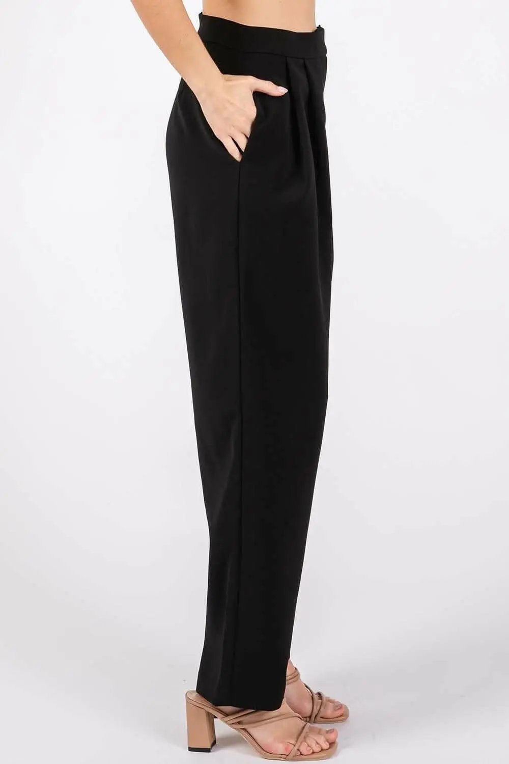Trendsi GeeGee High-Waisted Pleated Pants - Casual Bottoms