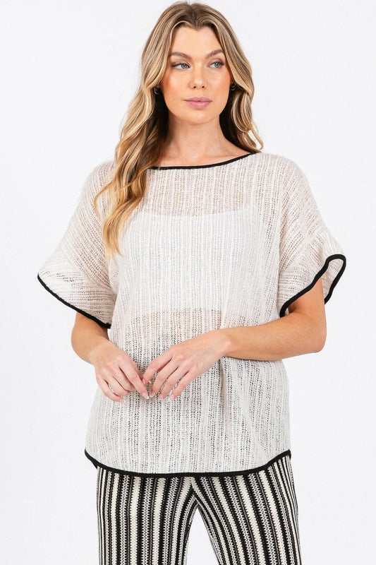 T-Shirts Trendsi Knit Cover Up Women's Casual Shorts Contrast Detail Summer Sho