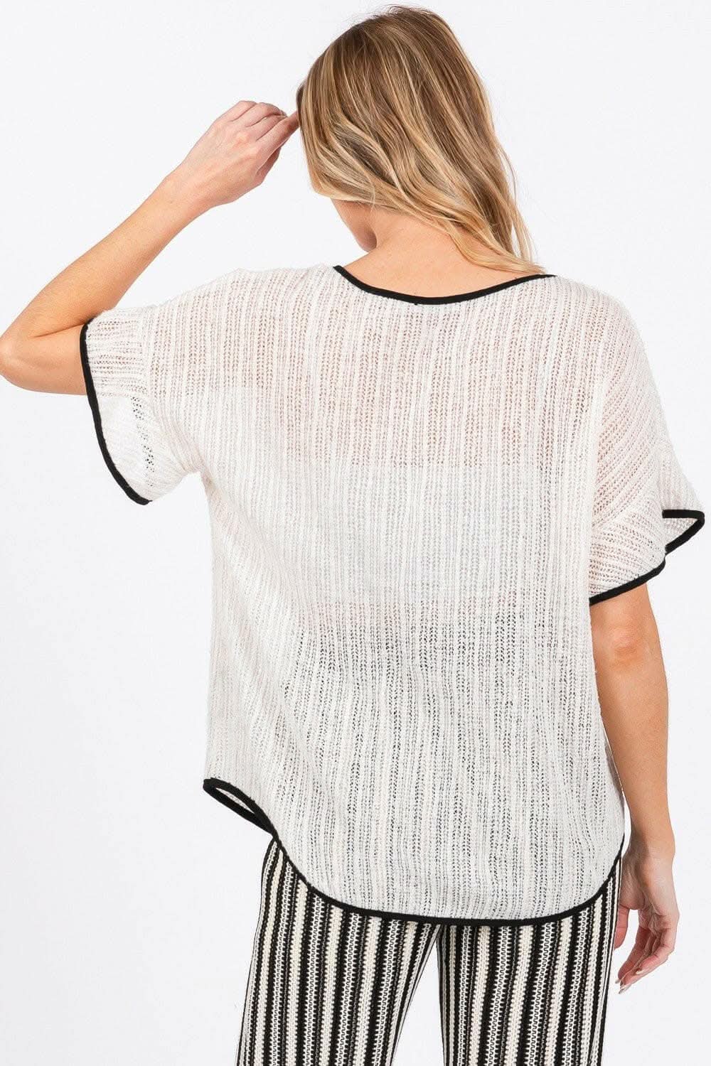 T-Shirts Trendsi Knit Cover Up Women's Casual Shorts Contrast Detail Summer Sho
