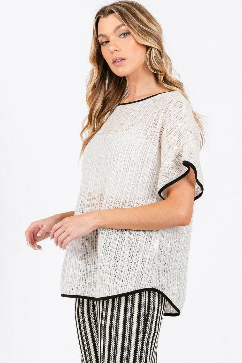 T-Shirts Trendsi Knit Cover Up Women's Casual Shorts Contrast Detail Summer Sho