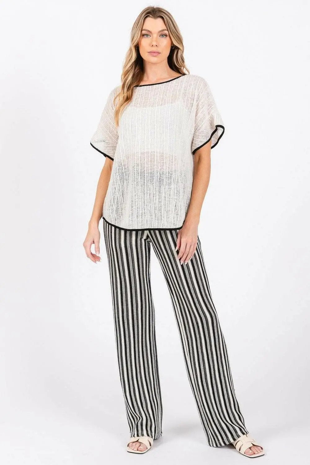 T-Shirts Trendsi Knit Cover Up Women's Casual Shorts Contrast Detail Summer Sho