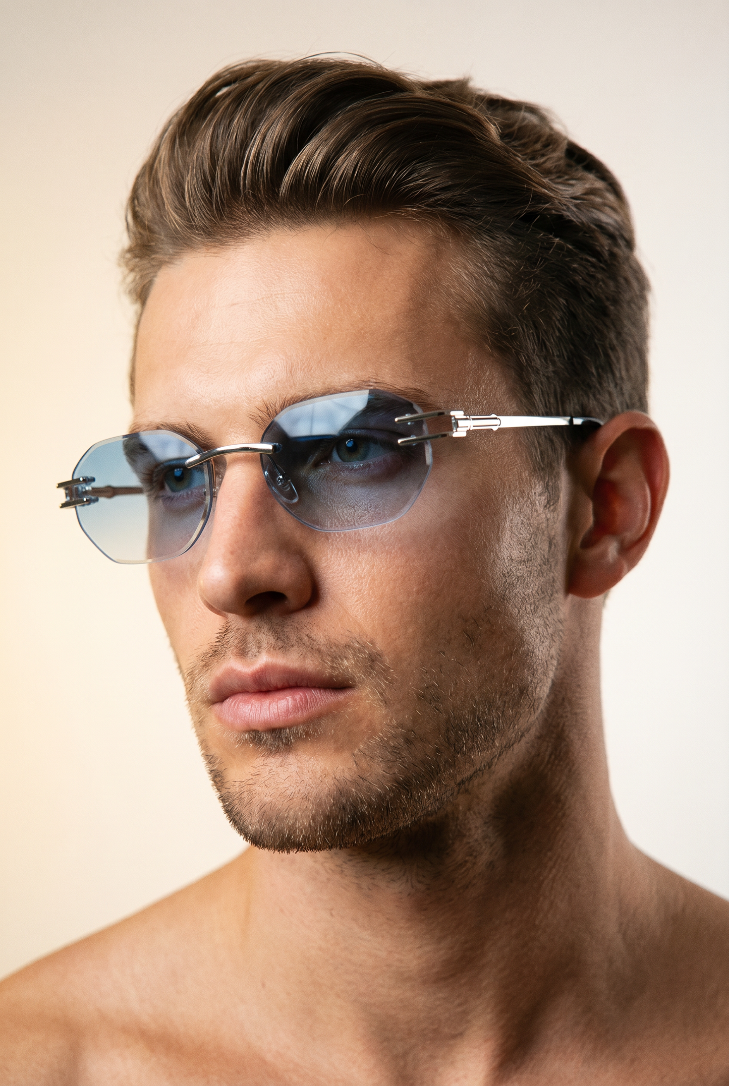 Carter Bleu 54mm Rimless Sunglasses | Blue