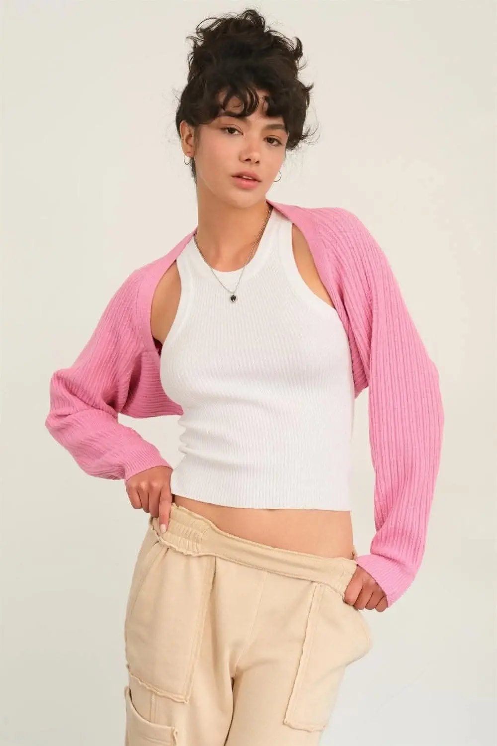 Sweaters Trendsi Ribbed Knit Bolero Women's Cropped Cardigan Layering Top - Soft & Chic
