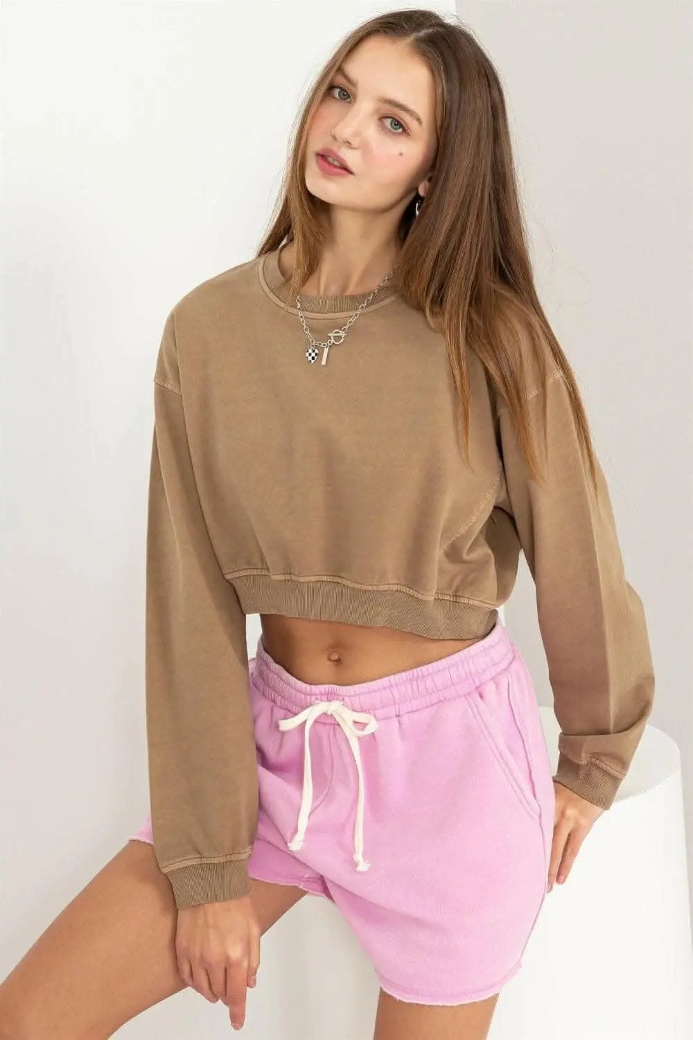 Accessories Trendsi Cropped Sweatshirt Women's Casual Long Sleeve Top Soft & Stylish