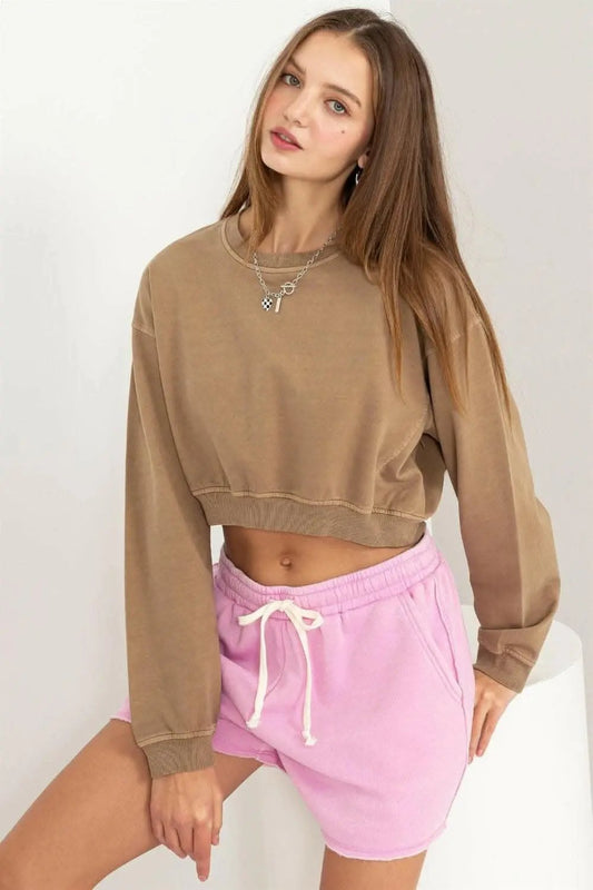 Accessories Trendsi Cropped Sweatshirt Women's Casual Long Sleeve Top Soft & Stylish