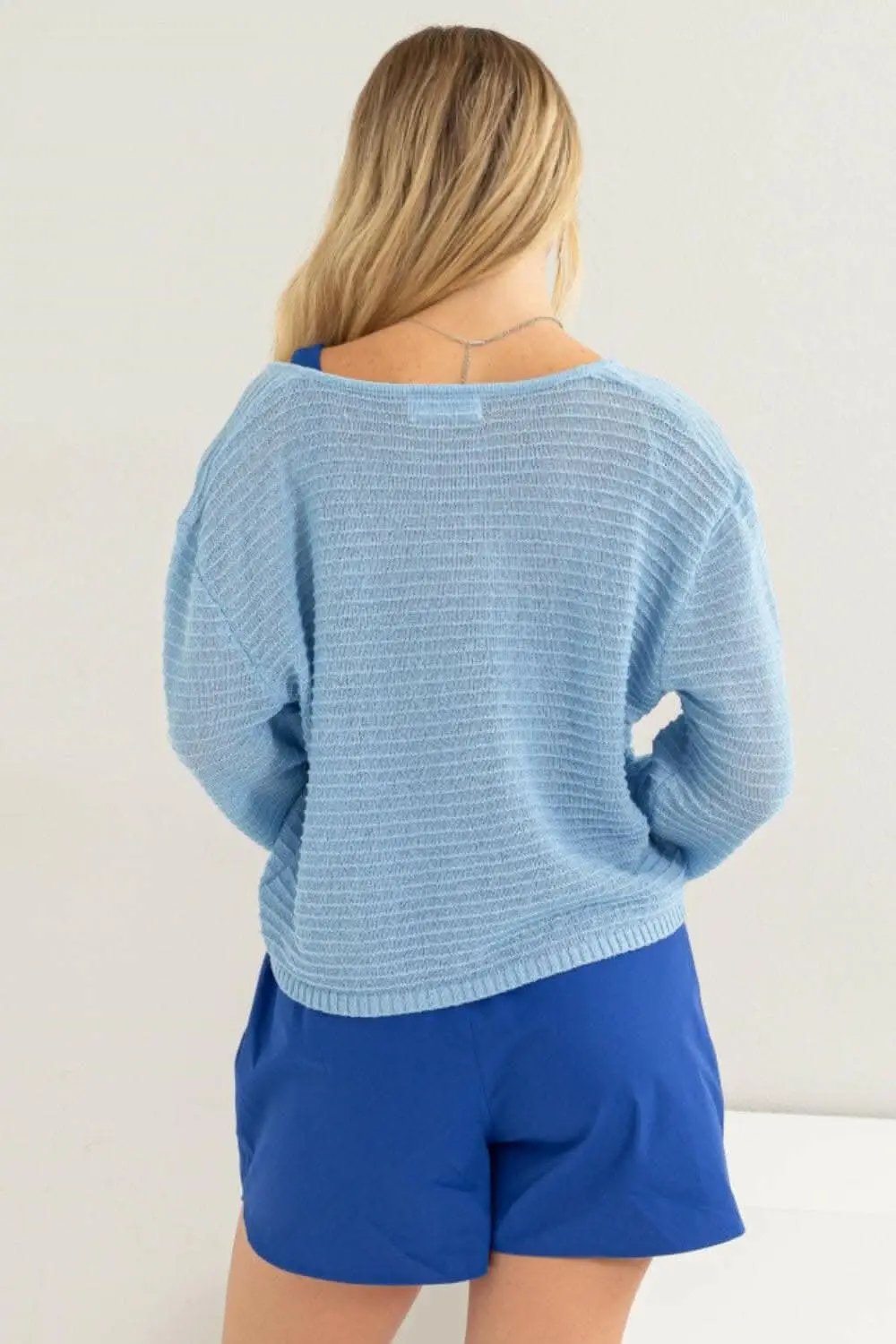 Jackets Trendsi Stripe Texture Top Women's Casual V-Neck Long Sleeve Top - Soft & Stylish