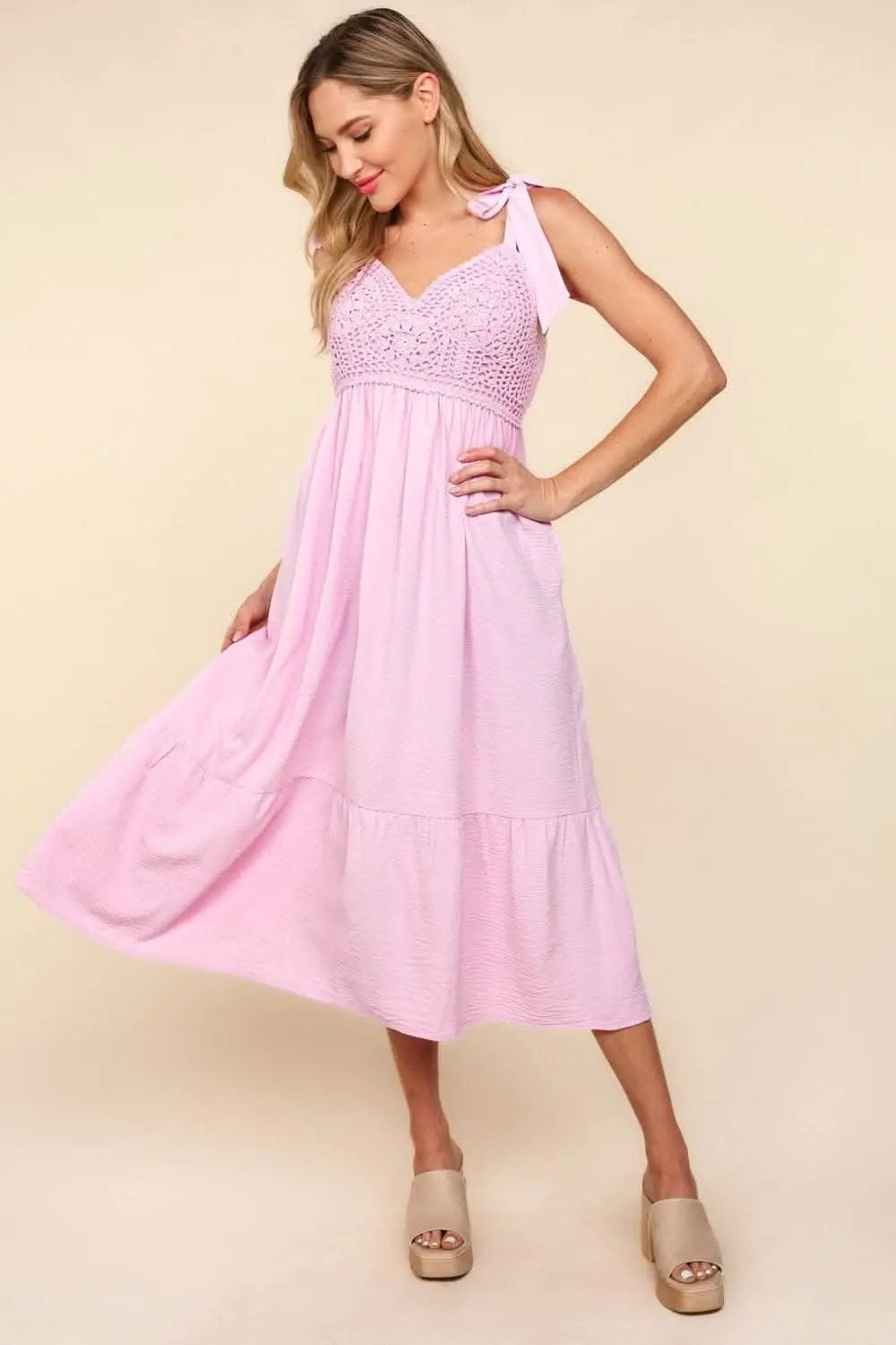 Accessories Trendsi Haptics Crochet Lace Midi Dress with Ruffle Hem an