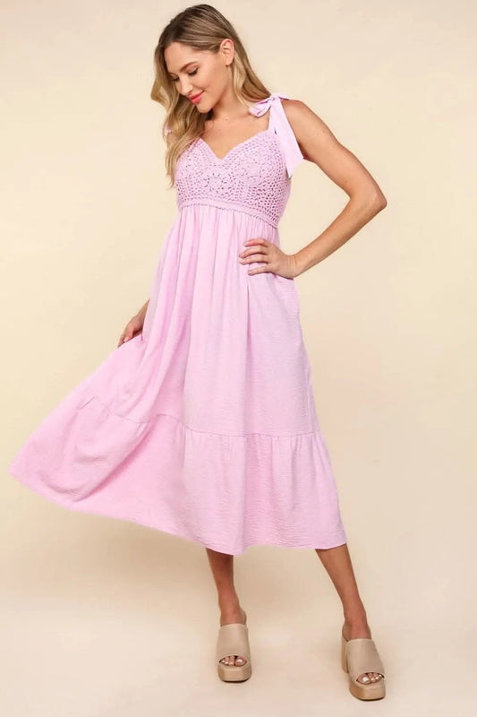Accessories Trendsi Haptics Crochet Lace Midi Dress with Ruffle Hem an