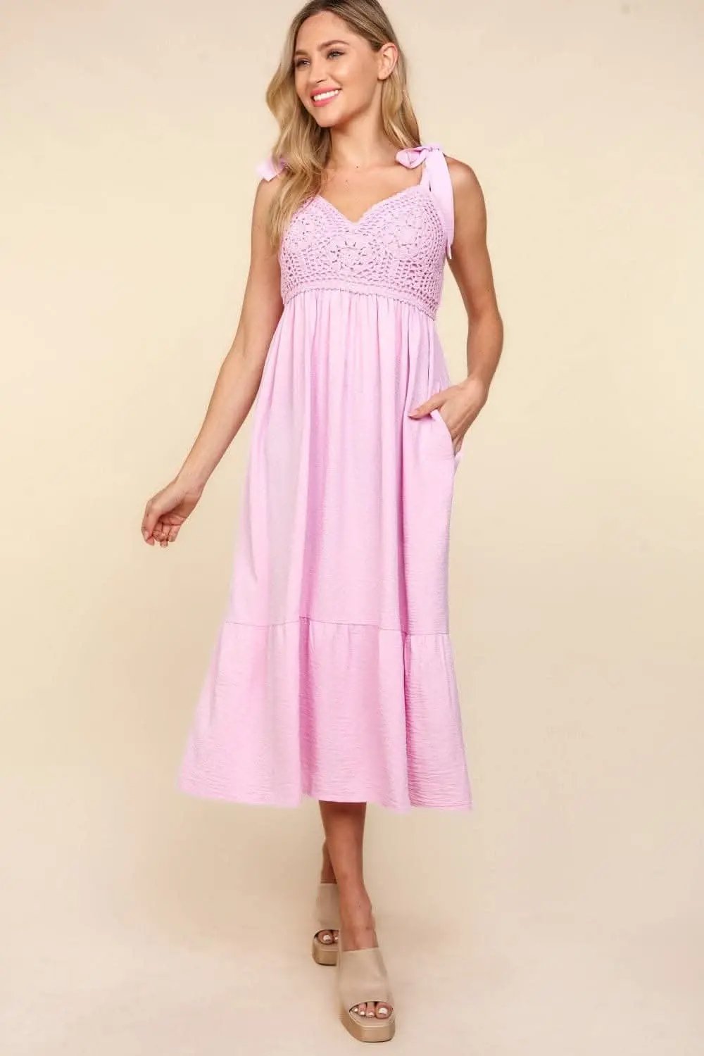 Accessories Trendsi Haptics Crochet Lace Midi Dress with Ruffle Hem an