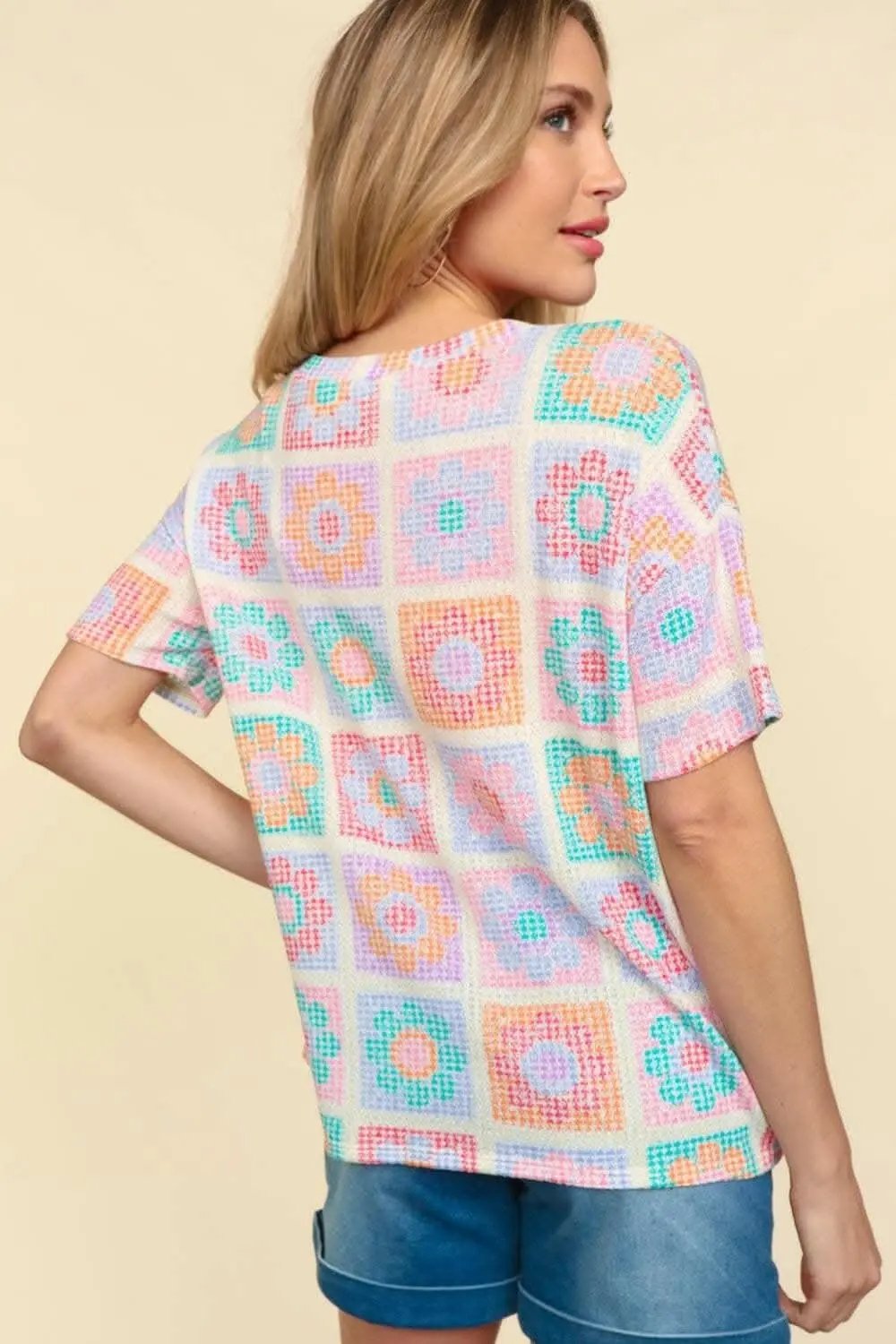 T-Shirts Trendsi Flower Print Tee Women's USA Casual Short Sleeve T-Shirt - Soft & Comfy