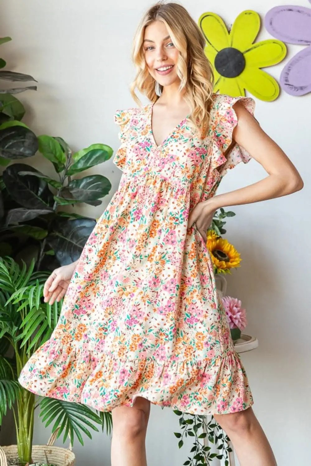 Dresses Trendsi Heimish Floral Dress Women's V-Neck Ruffle Casual Summer Dress - Elegant Style
