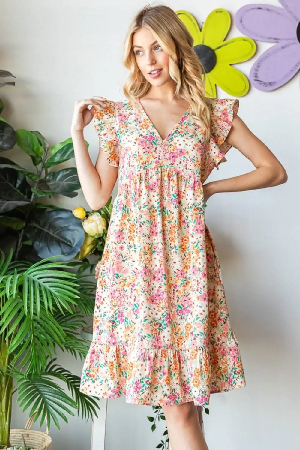 Dresses Trendsi Heimish Floral Dress Women's V-Neck Ruffle Casual Summer Dress - Elegant Style