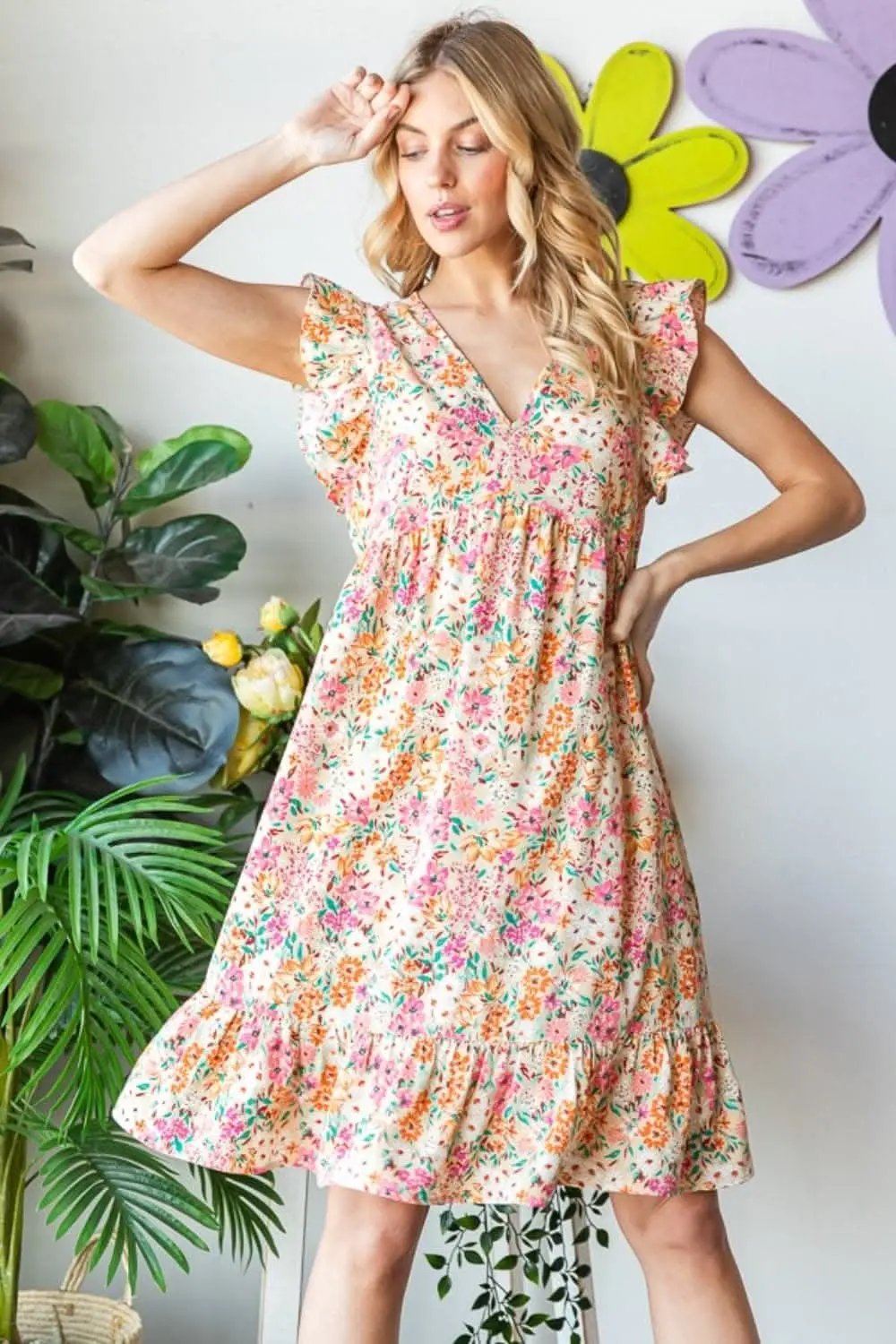 Dresses Trendsi Heimish Floral Dress Women's V-Neck Ruffle Casual Summer Dress - Elegant Style