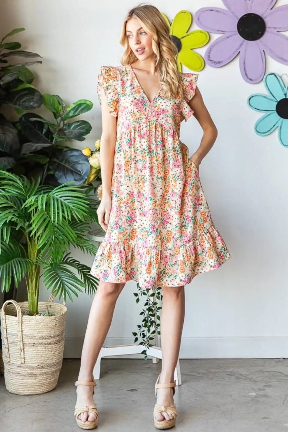 Dresses Trendsi Heimish Floral Dress Women's V-Neck Ruffle Casual Summer Dress - Elegant Style