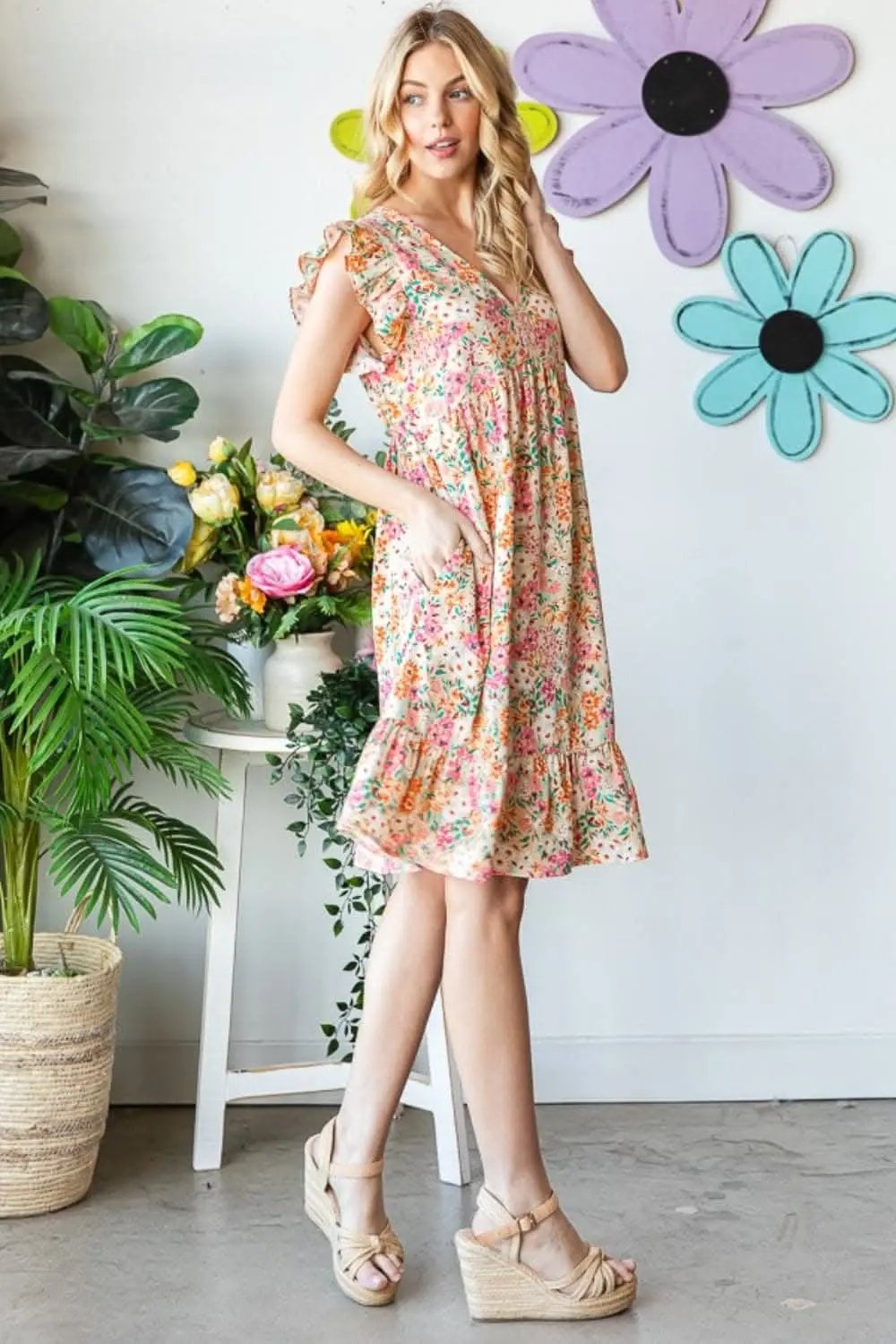 Dresses Trendsi Heimish Floral Dress Women's V-Neck Ruffle Casual Summer Dress - Elegant Style