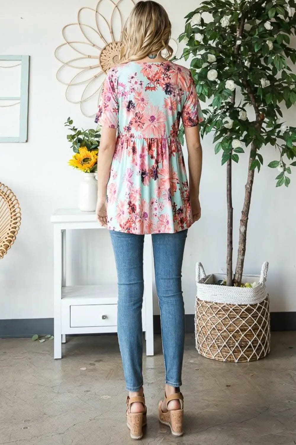 Accessories Trendsi Heimish Floral Blouse Women's V-Neck Babydoll Top Cute & Comfy