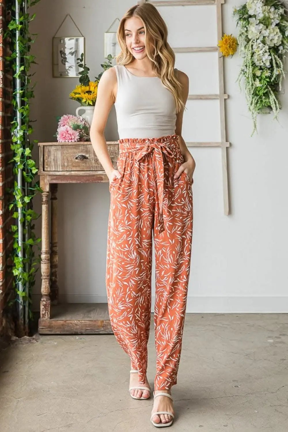 Trendsi Heimish Printed Pants Women's Casual Straight Leg Trousers USA Ship