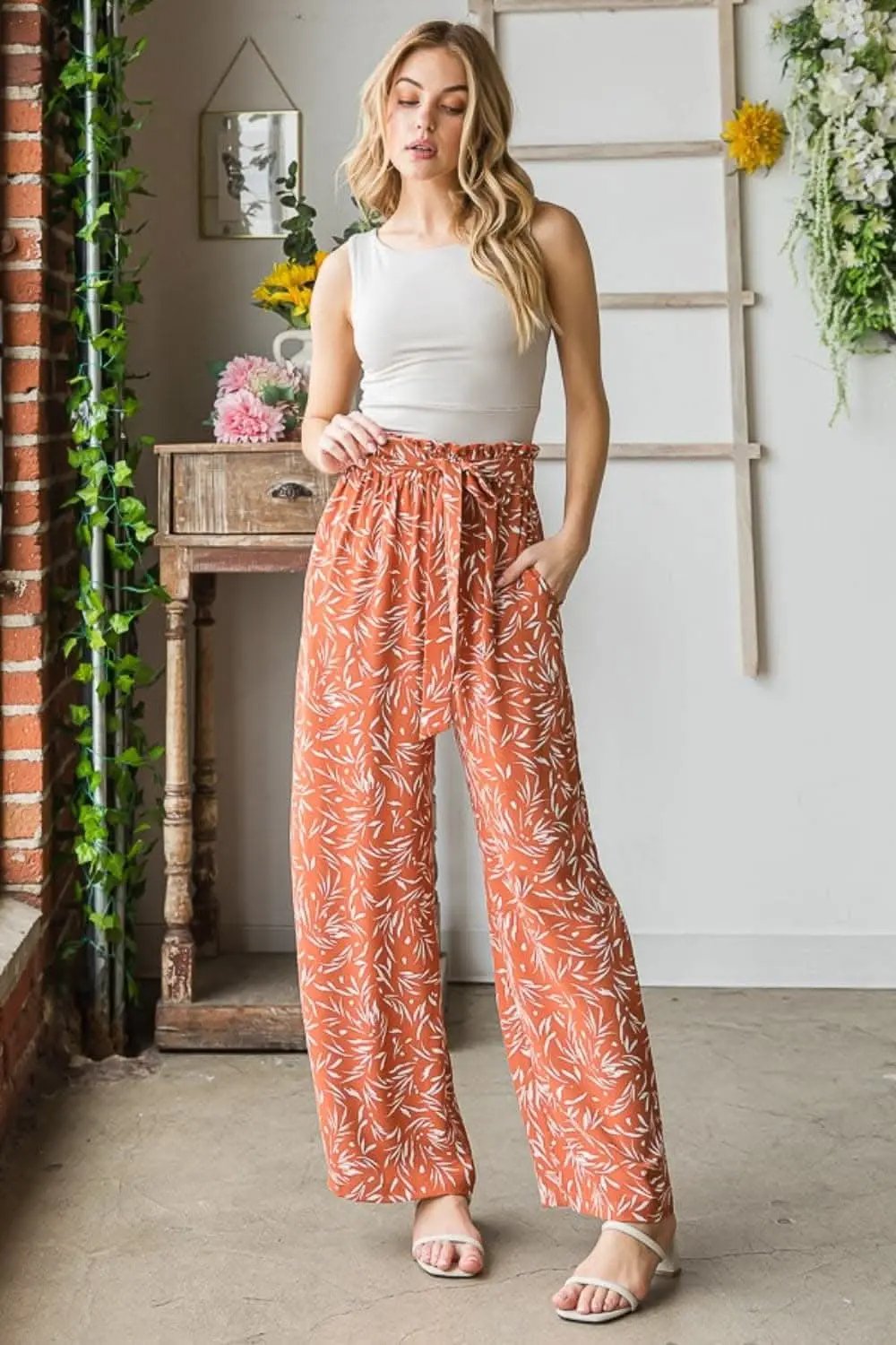 Trendsi Heimish Printed Pants Women's Casual Straight Leg Trousers USA Ship