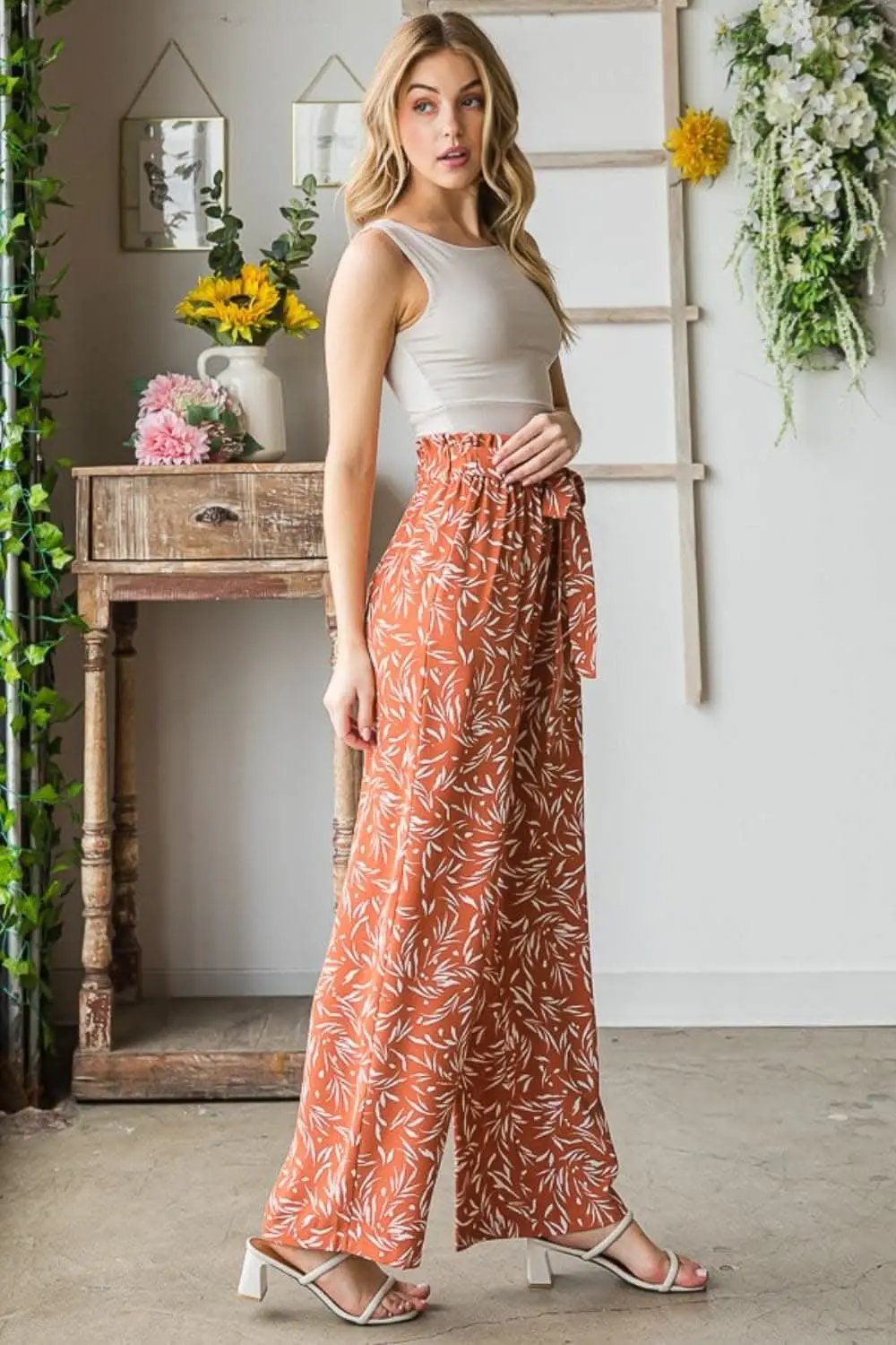 Trendsi Heimish Printed Pants Women's Casual Straight Leg Trousers USA Ship