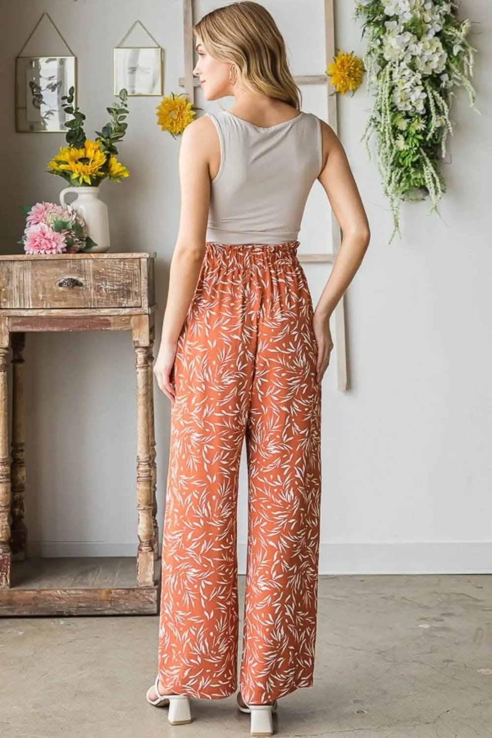 Trendsi Heimish Printed Pants Women's Casual Straight Leg Trousers USA Ship