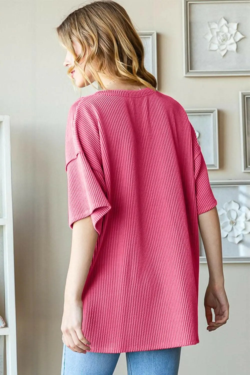 Accessories Trendsi Heimish Full Size Ribbed Half Button Drop Shoulder