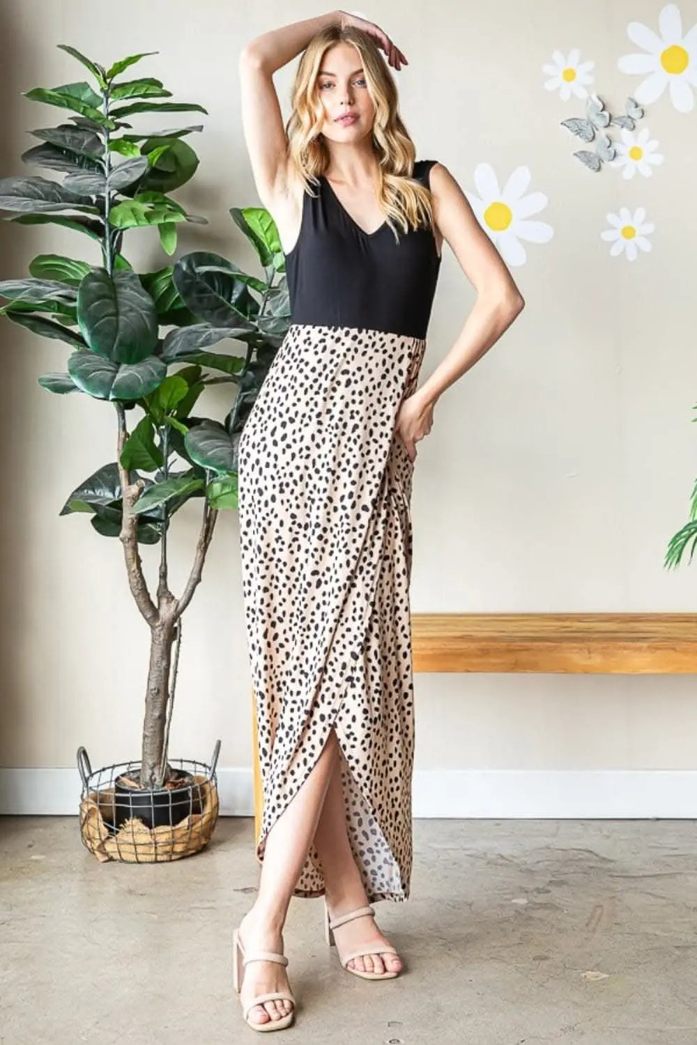 Dresses Trendsi Animal Print Dress Women's Party Maxi Dress V-Neck Wide Strap Chic