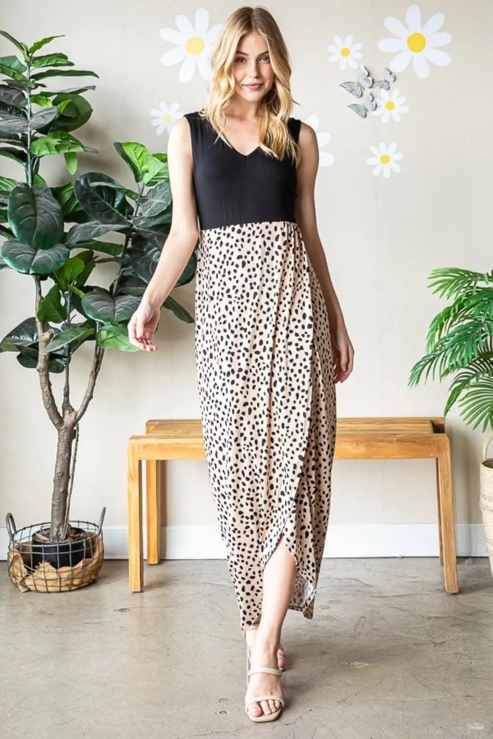 Dresses Trendsi Animal Print Dress Women's Party Maxi Dress V-Neck Wide Strap Chic