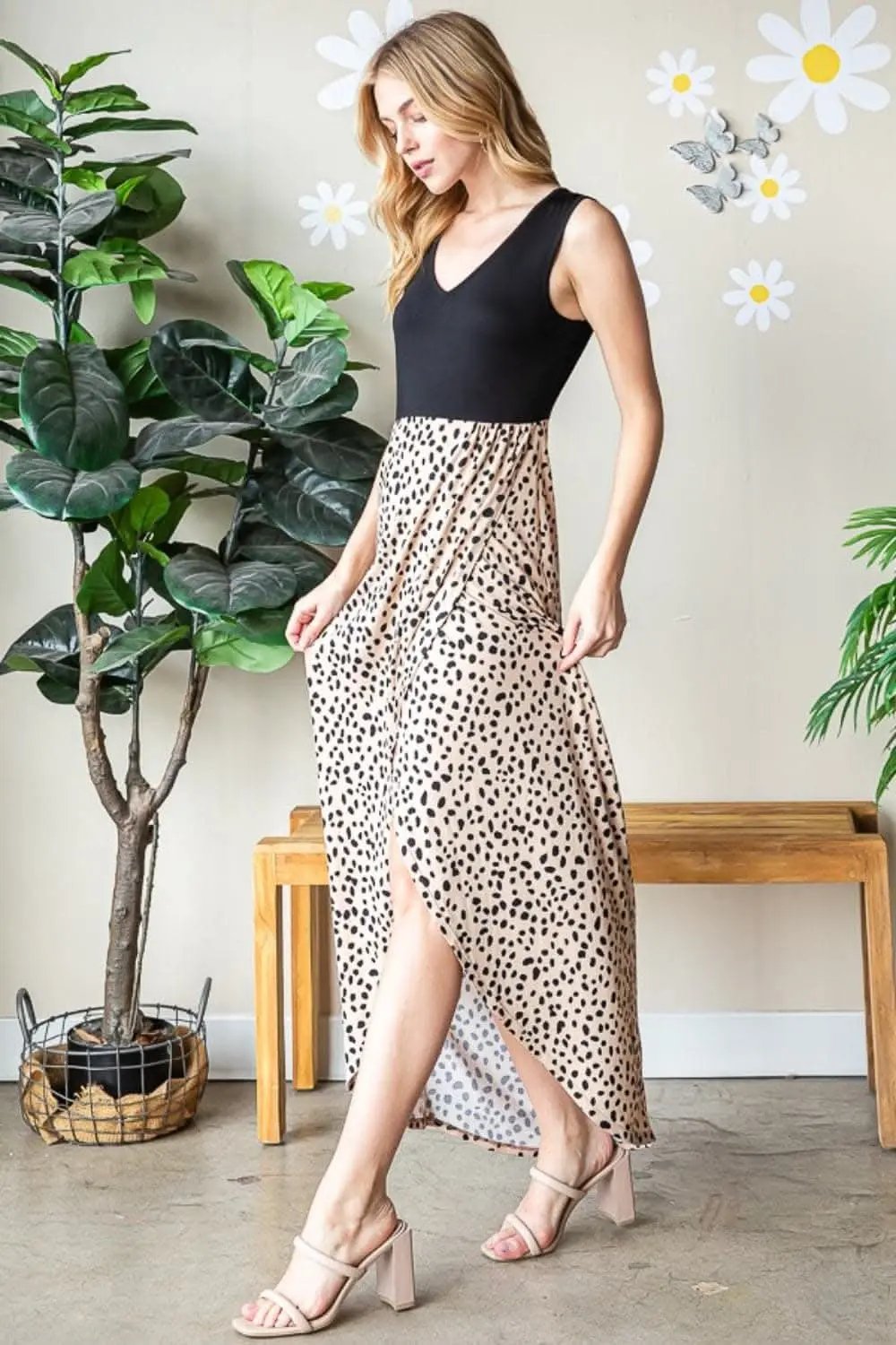 Dresses Trendsi Animal Print Dress Women's Party Maxi Dress V-Neck Wide Strap Chic