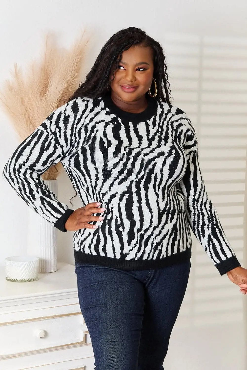 Sweaters Trendsi Heimish Zebra Sweater Women's Fall Fashion Pullover - Soft & Cozy