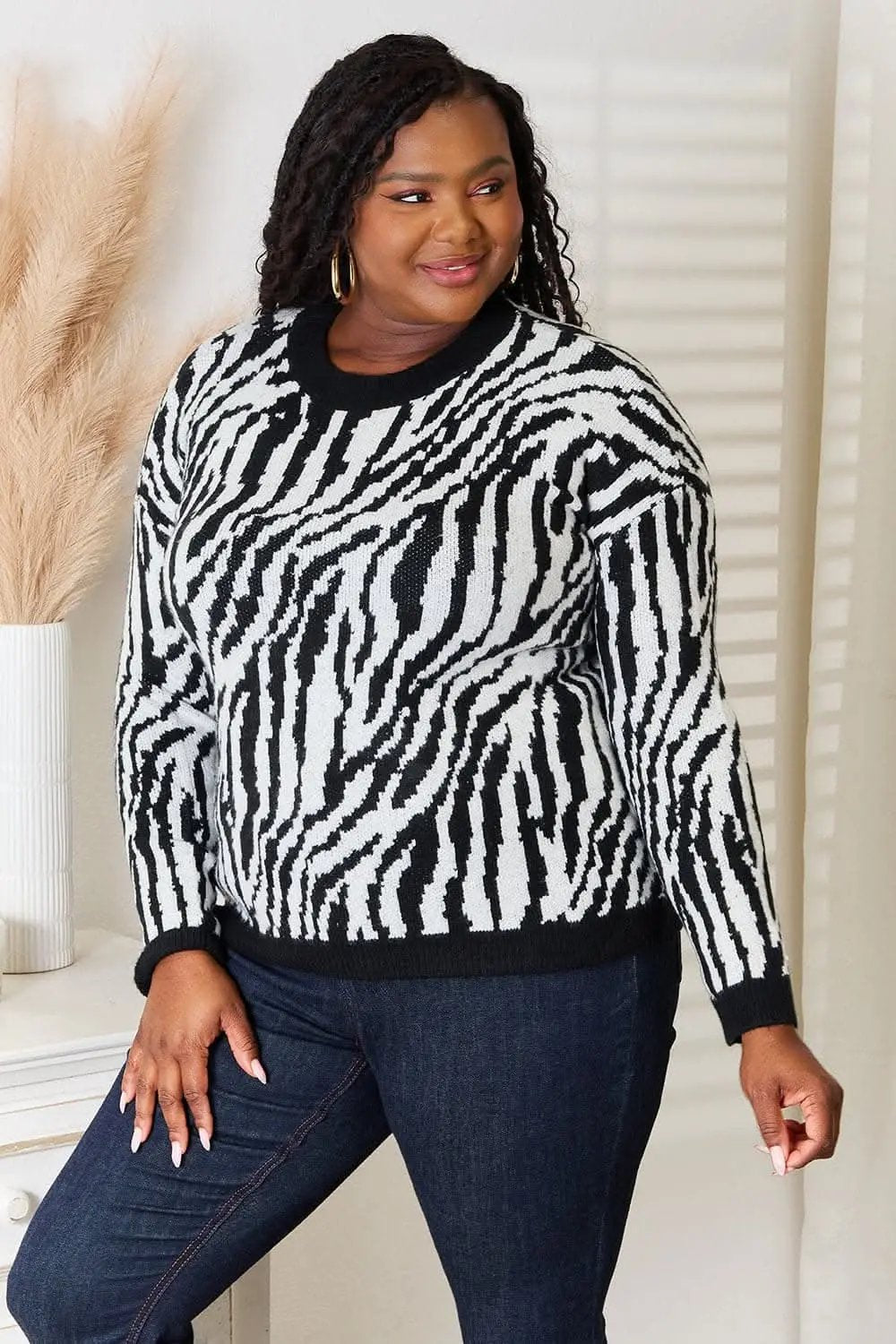 Sweaters Trendsi Heimish Zebra Sweater Women's Fall Fashion Pullover - Soft & Cozy