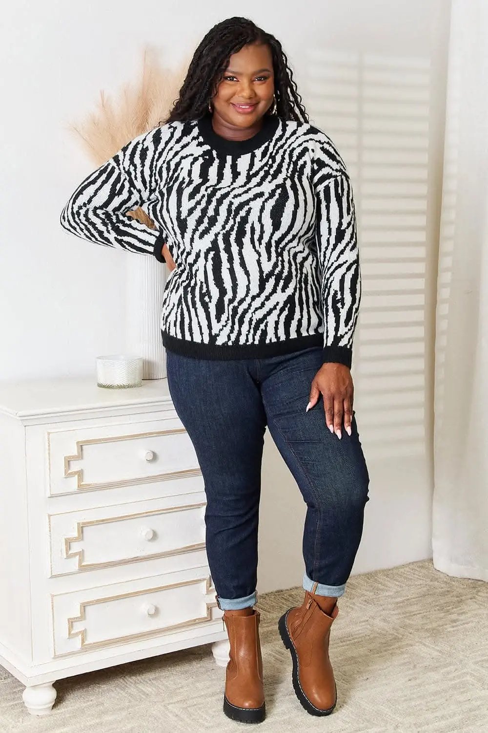Sweaters Trendsi Heimish Zebra Sweater Women's Fall Fashion Pullover - Soft & Cozy