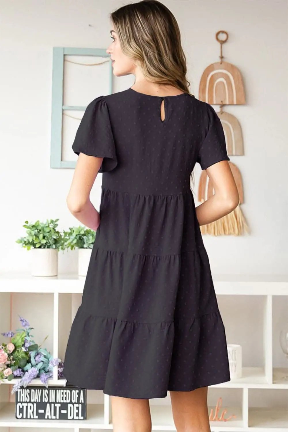 Dresses Trendsi Heimish Swiss Dot Short Sleeve Tiered Dress for Ef