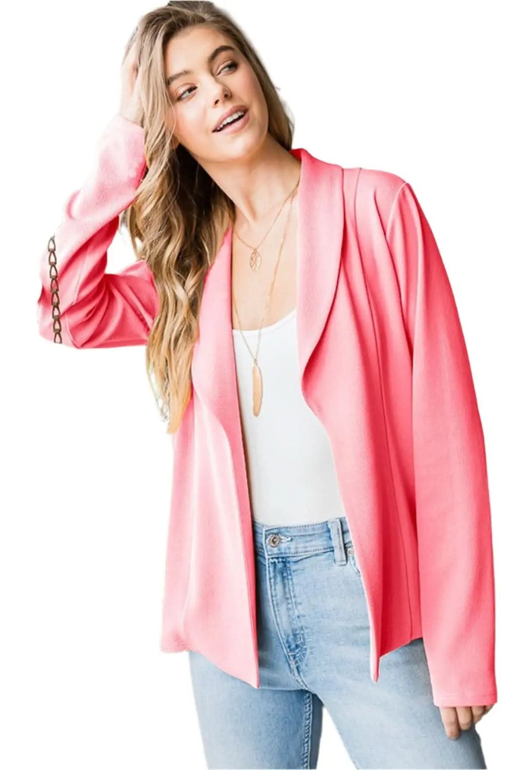 Trendsi Women's Open Front Stretch Blazer - Casual Chic