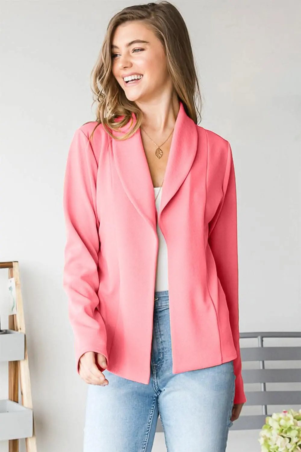 Trendsi Women's Open Front Stretch Blazer - Casual Chic