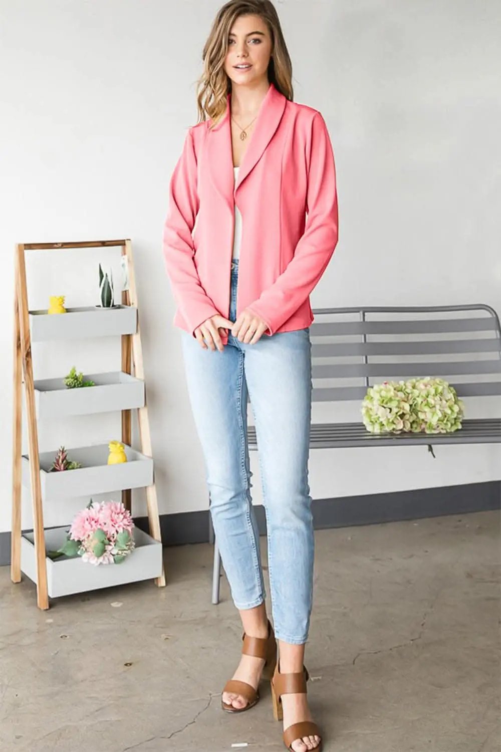 Trendsi Women's Open Front Stretch Blazer - Casual Chic