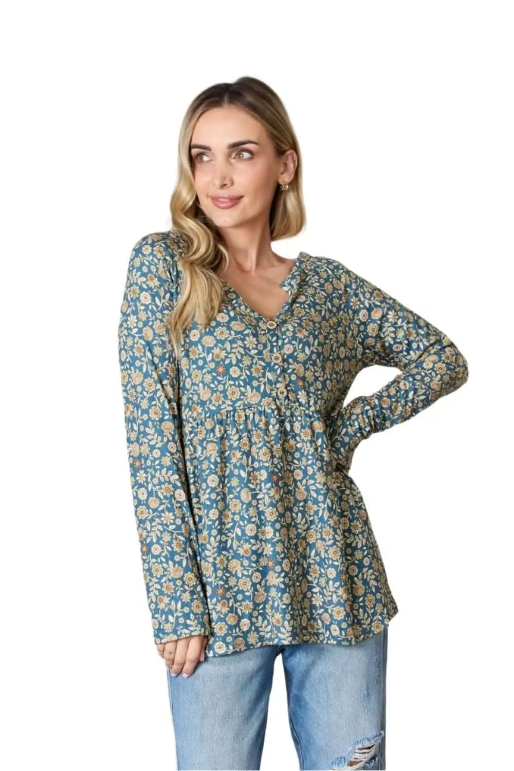 Accessories Trendsi Heimish floral half-button blouse