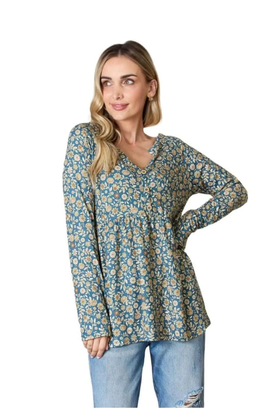 Accessories Trendsi Heimish floral half-button blouse