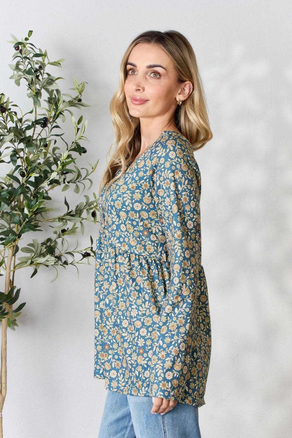 Accessories Trendsi Heimish floral half-button blouse