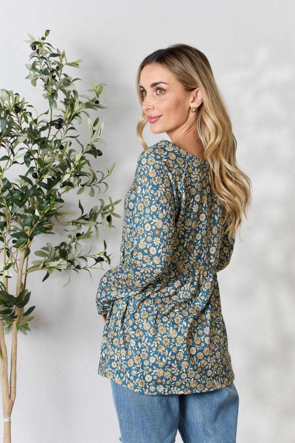 Accessories Trendsi Heimish floral half-button blouse