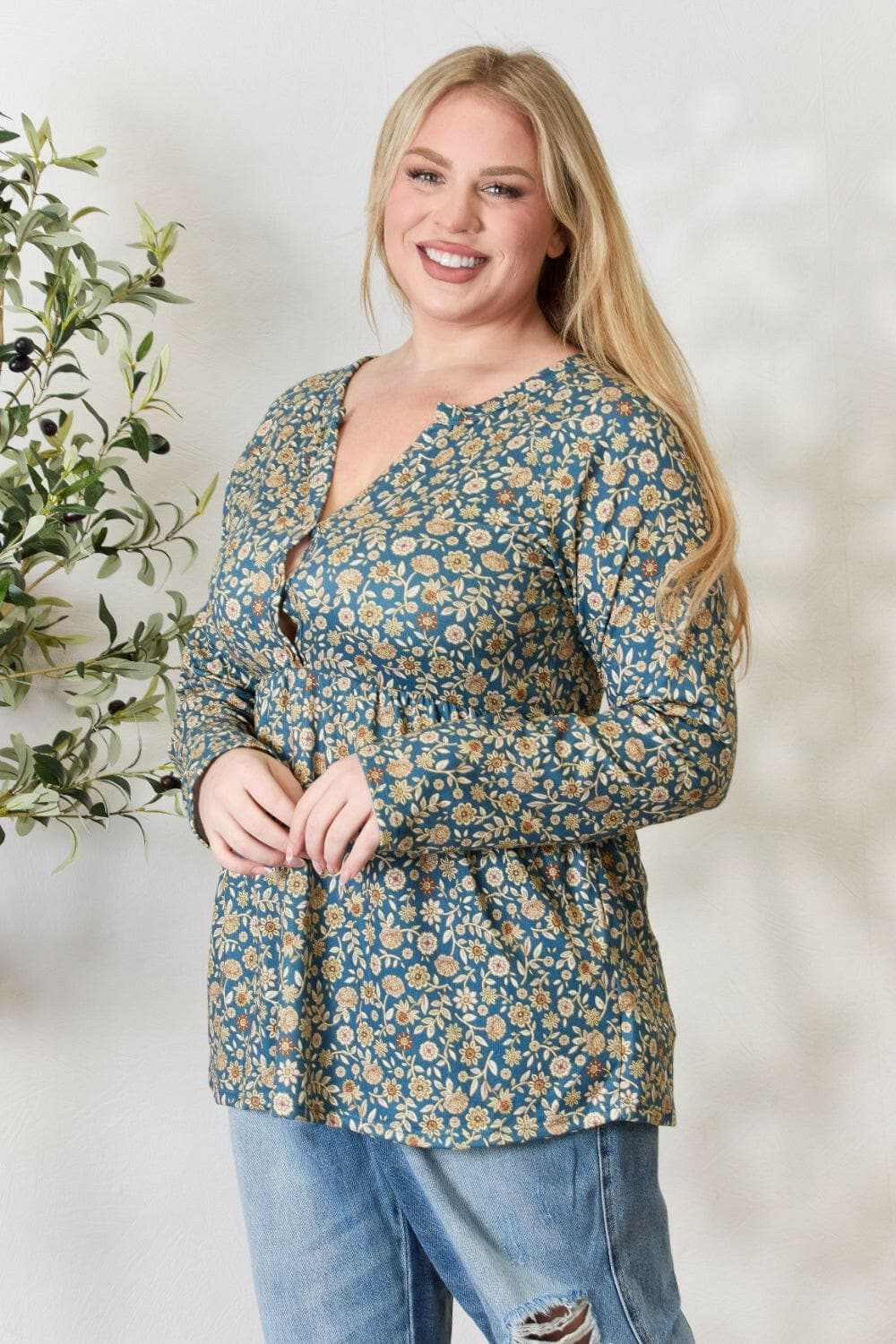 Accessories Trendsi Heimish floral half-button blouse