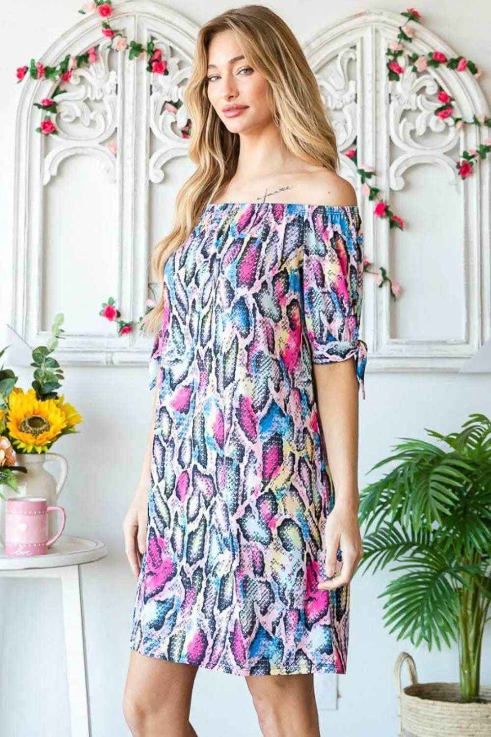 Dresses Trendsi just arrived - Heimish off-shoulder snake mini dress