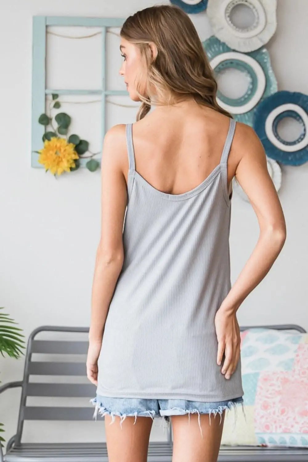 Ribbed Button Cami Top by Trendsi — Casual Layering Essential