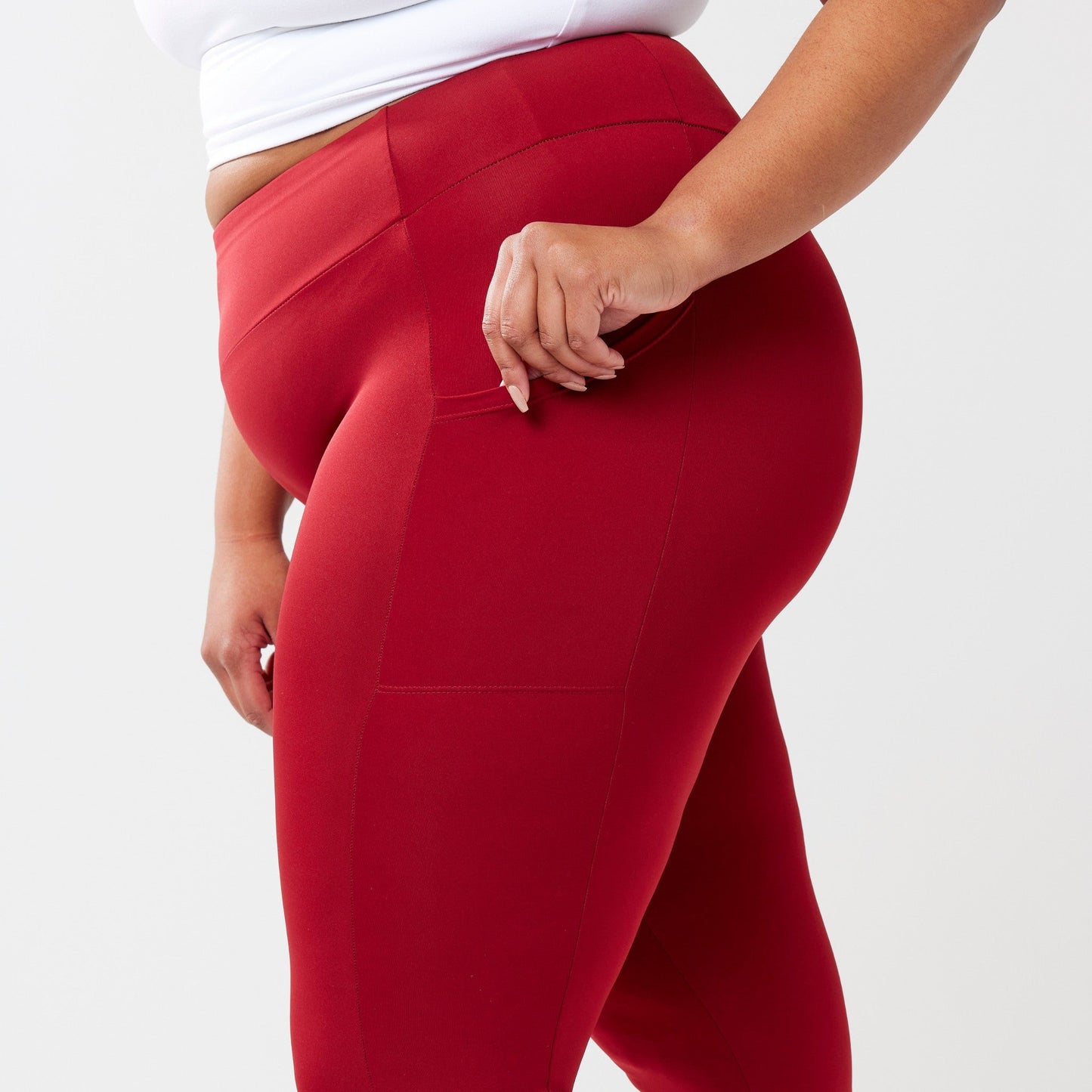 Risea High-Rise Pocket Leggings - Red