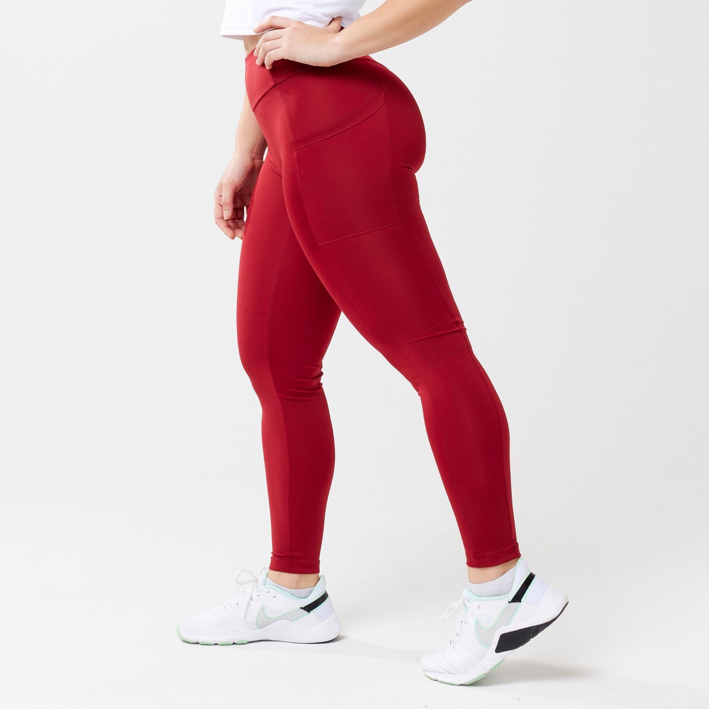 Risea High-Rise Pocket Leggings - Red