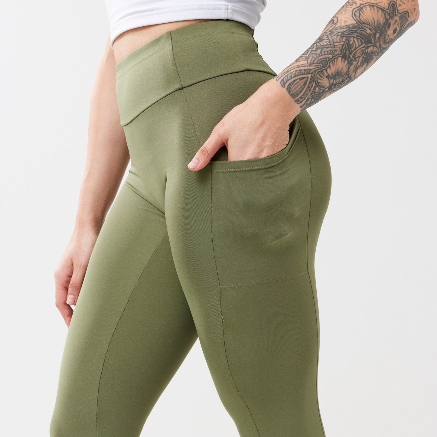 Risea - High-Rise with Pocket Leggings - Sage
