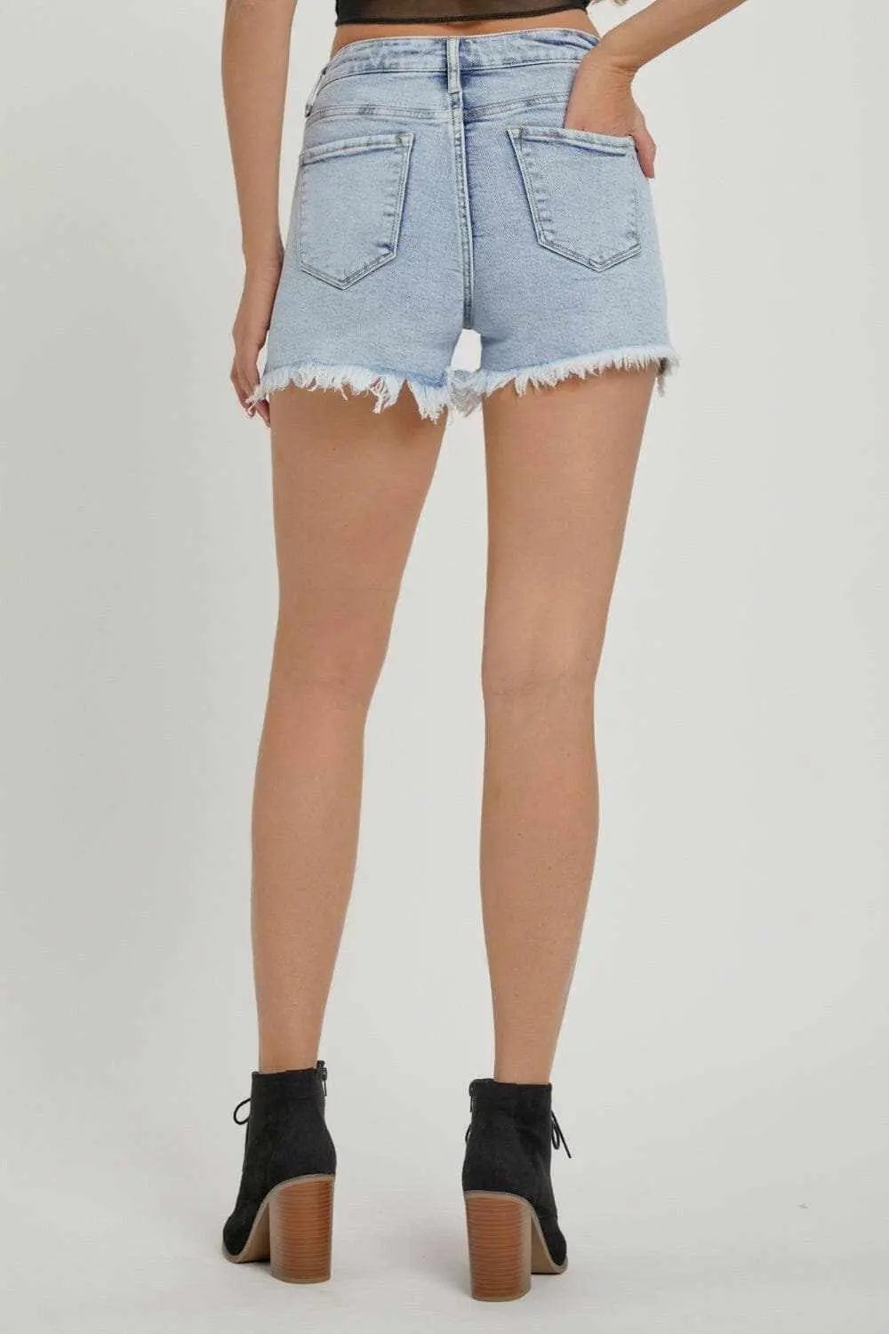Trendsi Rhinestone Denim Shorts Women's High Rise Summer Fashion Shorts - Premium Fit